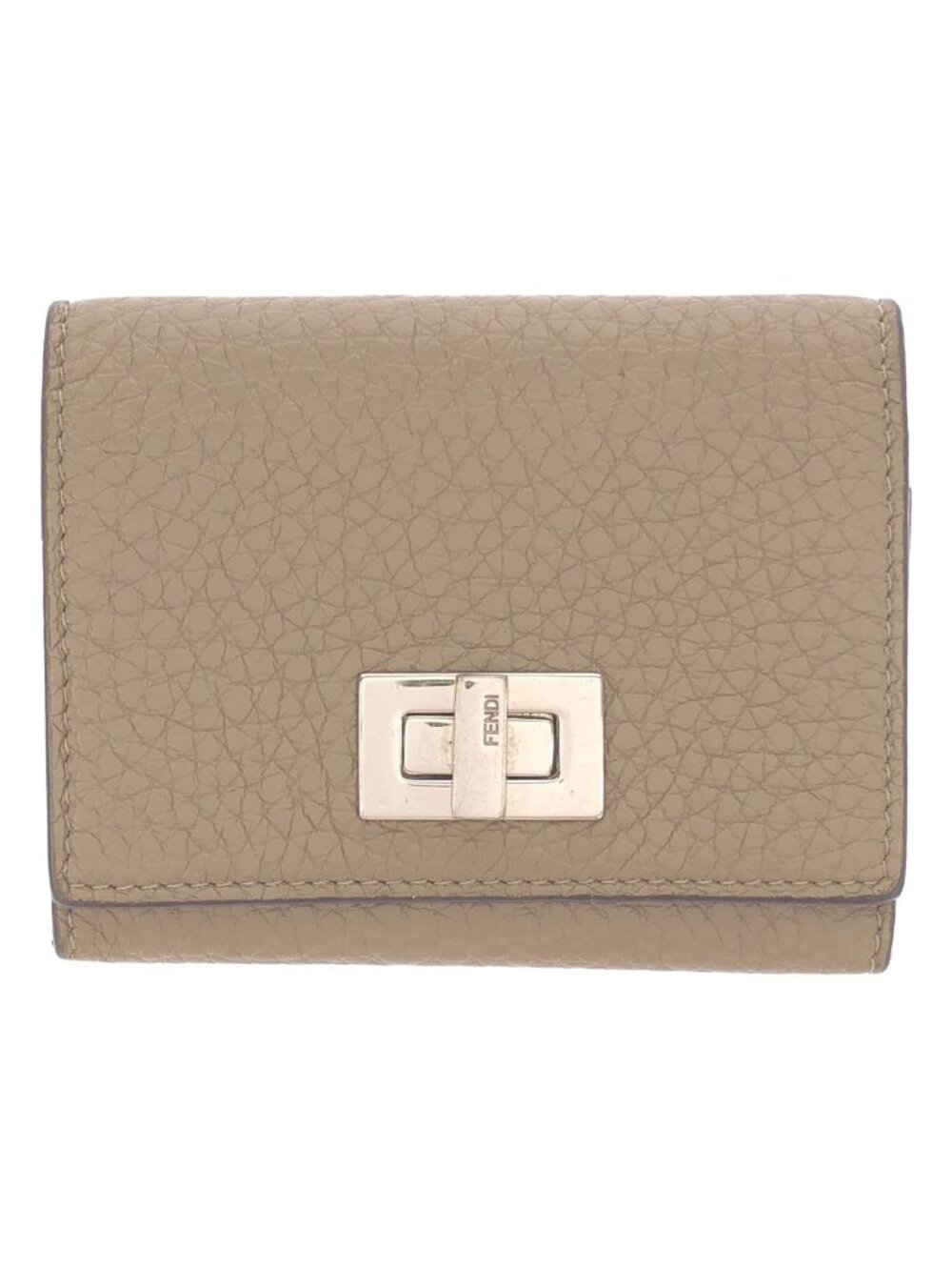 Fendi Selleria Peekaboo Leather Card Slot Beige